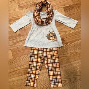 Baby Girls Clothes 12 - 18 Month Outfit Matching Plaid Set Shirt Pants Scarf